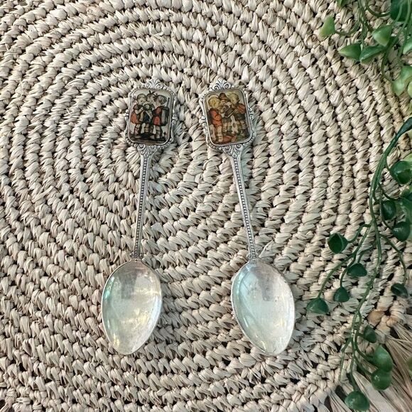 Hummel 2-pc RARE 1980 First Edition Silver Plated Mini‎ Spoons Collectors Item - Picture 1 of 8